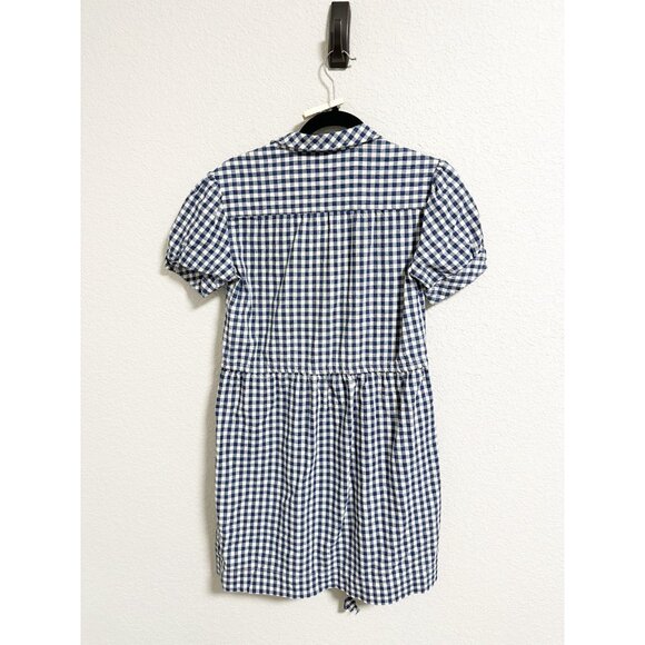 The Podolls Anthropologie Gingham Plaid Tie Waist Shirt Dress Short Sleeve Small - Picture 3 of 6